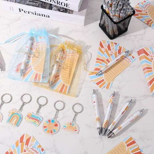 289 Pieces Sun Baby Shower Gifts for Guest Here Comes the Son Ballpoint Pens and Keychains Favors Bulk Retractable Baby Shower Pens Gender Reveal Thank You Cards Souvenirs Prizes - Image 7