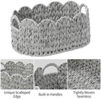 Set of 2 Scalloped Baskets, Small Wicker Baskets for Gifts, Grey - Image 7