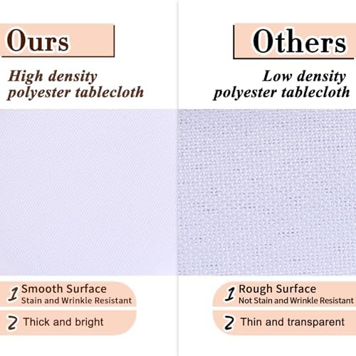 Kesfey 4 Packs White Polyester Table Cloths 60 x126 inch Rectangle High Density Washable Table Cover Fabric Tablecloth for 6 Foot Tables Wrinkle Resistant Tablecovers for Wedding Banquet Buffet Party - Image 5