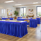 17ft Royal Blue Table Skirt Rectangle Table Polyester Pleated Table Skirt Desk Skirt for Teacher Desk Dorm Ruffle Table Skirt Wedding Birthday Party Baby Bridal Shower Banquet Table Decoration - Image 3