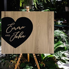 Andaz Press Large Wooden Welcome Sign for Wedding Rustic Welcome Sign 16" x 20" Custom Names with Heart Design Fall Wedding Signage English Oak MDF Wood Finish Reception Indoor Outdoor Signs Display - Image 4