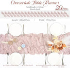 Teruntrue 20 Pack Pink Cheesecloth Table Runner 17x108 Inch, Boho Gauze Sheer Fabric Cheese Cloth Table Runners for Wedding Party Bridal Shower Baby Shower Birthday Home Decor Garden Farmhouse - Image 2