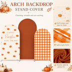 FYSUIMU 3 Pcs Fall Arch Backdrop Covers A Little Pumpkin is on the Way Baby Shower Decorations Orange Plaid Stretchy Spandex Arch Stand Fabric Cover for Autumn Gender Reveal Birthday (4ft/5ft/6ft) - Image 3