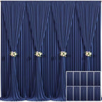 10 Panels Navy Blue Backdrop Curtain for Parties Wrinkle Free Photo Curtains Backdrop Drapes Fabric Decoration for Wedding Birthday Party Baby Shower 50ft(W) x 10ft(H) by Tao-GePartyDecorations