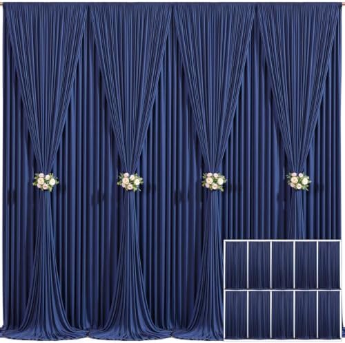 10 Panels Navy Blue Backdrop Curtain for Parties Wrinkle Free Photo Curtains Backdrop Drapes Fabric Decoration for Wedding Birthday Party Baby Shower 50ft(W) x 10ft(H) by Tao-GePartyDecorations