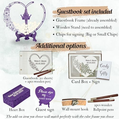Personalized Quinceanera Guest Book Alternative, Wooden Heart Drop Sign-in - Image 6