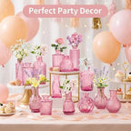 24PCS Mini Bud Vases As Wedding Centerpieces for Tables,Clear Bud Vases for Flowers,Small Flower Vases Suitable for Birthday Party,Anniversary,Wedding Reception,Baby Shower (Pink, 24PCS) - Image 6