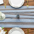 Artoid Mode 10-Pack Pearl Blue Gauze Table Runner 10FT Home Decor - Image 5