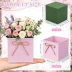 12 Pack Galvanized Square Vases with Floral Foam 3.5 Inch, Pink - Image 2