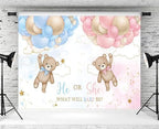 12x8ft Bear Gender Reveal Backdrop Baby Boy or Girl Pink or Blue Balloons Photography Background What Will Baby Be Banner Decorations Party Supplies Photo Booth Props - Image 4