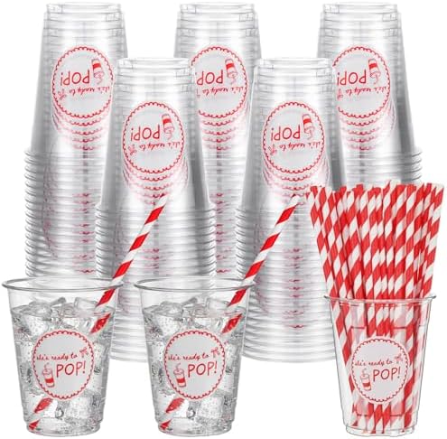 Willinglong 100 Pcs She's Ready to Pop Baby Shower Cups 12 oz Disposable - Image 2