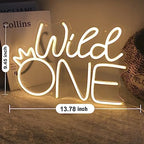 Britrio Wild One Crown Neon Light Sign Baby Shower Girl Boy One Year Decor - Image 2