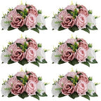 Sziqiqi Pink Silk Flower Ball for Wedding Centerpiece - Fake Dusty Rose Flowers Artificial Floral Arrangement Center Piece Kissing Bouquet for Party Flores Artificiales para Decoracion by SZIQIQI