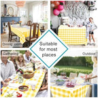 Hiasan Checkered Tablecloth Square 30 x 30 Inch, Yellow and White - Image 2