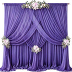 40ft x 10ft Purple Backdrop Curtains, Wrinkle-Free Sheer Chiffon Fabric Photo Backdrop Drapes for Wedding Arch Party Ceremony Stage Photography Decorations by WishCare