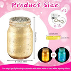 20 Pcs Painted Mason Jars with 20 Light Strings and 1 Ribbon Gold Glass Centerpiec Jars for DIY Table Wedding Housewarming Home - Image 2