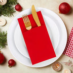 KAMMAK Red Napkins Disposable Dinner Paper Napkins with Pocket 100 Pack Cloth Like Folded Wedding Reception Napkin Guest Hand Towels for Party Decoration, Bathroom, Kitchen, Hotel (16.5 x 16.5 inch) - Image 3