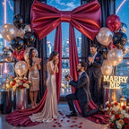 Big Burgundy Bow Backdrop Large Maroon Bow Decor Gift Bows Birthday Decorations 48x24x120 Inches Giant Bow Birthday Party Backdrop for Wedding Baby Shower Photography Coquette Room Decor - Image 3