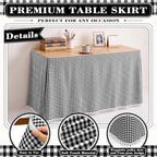 Tudomro Teacher Desk Skirt Table, Tassel, 9ft, Black and White Gingham - Image 4