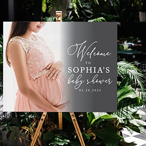 Andaz Press 16"x20" Personalized Canvas Baby Shower Welcome Sign, Custom Photo Classic Gender Neutral Large Welcome Baby Shower Sign for Easel Stand, Baby Shower Decorations - Image 3
