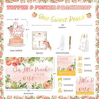 130 PCs One Sweet Peach Birthday Decorations, Fiesec Peach 1st Party Decorations Backdrop Balloon Garland Leaves Monthly Photo Highchair Banner Cake Topper Box Cutout Crown Poster Pastel Peach - Image 5