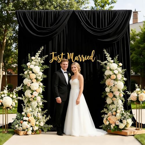 20x10ft Wrinkle Free Black Backdrop Curtain for Parties, Soft Black Photo Curtains Backdrop, Polyester Photo Backdrop Drapes for Birthday Party Baby Shower Photography Background - Image 5