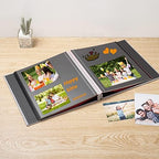 Large Photo Album Self Adhesive for 4x6 8x10 Magnetic Scrapbook Album DIY 60 Black Sticky Pages Linen Cover Photo Album(Grey) - Image 2