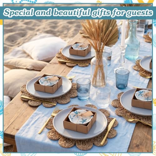 SiliFine 24 Pcs Beach Party Favors for Guests Small Ceramic Bowl Bulk Gifts 3.3 Inch Floral Design Mini Dipping Sauce Dish with Card Box for Bridal Pooja Baby Shower Birthday Guest Gift - Image 4