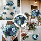 100 Pcs Artificial Rose Flowers, Shades of Blue - Image 6
