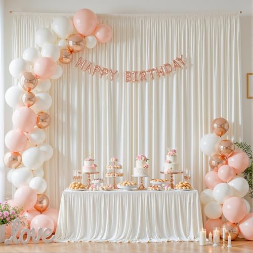 20x10ft Cream White Backdrop Curtains for Wedding Parties Wrinkle Free Cream Curtains Photo Backdrop Drapes for Photography Birthday Baby Shower Soft Fabric Party Backgournd for Photoshoot - Image 3