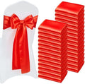 VEVOR Satin Chair Sashes Bows, Chair Ribbon Ties Back Sash, 7 x 108 inch, Wedding Reception Decoration, for Wedding Ceremony Baby Shower Party Events Banquet Cover Decoration (Red, 100pcs) by VEVOR