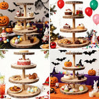 Haploon 4 Tier Wooden Cupcake Stand Paulownia Wood Dessert Display Tower - Image 7