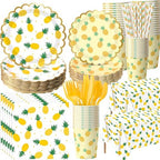 Ceenna 452 Pcs Tropical Pineapple Party Decoration for 50, Pineapple Paper Plates Napkins Cups Tablecloth Luau Hawaiian Disposable Tableware Set for Summer Birthday Baby Shower Wedding Party Supplies by Ceenna