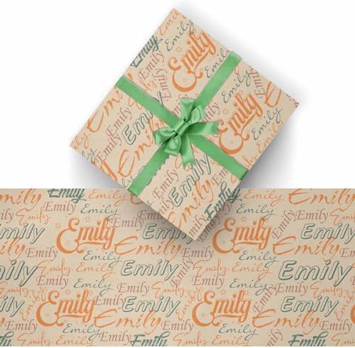 AOFUN Personalized Wrapping Paper Christmas Wrapping Supplies Personalized Name Heart Wrapping Paper For Men Fashion Birthday Gift 5 Rolls 58" x 23" - Image 2