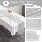 6 Pack Sequin Table Runner 12" x 108" Sparkle Table Runner for Baby Bridal Shower Wedding Birthday Party Table Decor (Silver) - Image 4