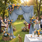 20ft×12ft Wrinkle Free Dusty Blue Backdrop Curtain for Wedding Parties,4 Panels 5×12ft Long Silky Polyester Fabric Backdrop Drapes Photo Back Drop Cloth for Birthday Photography Background - Image 5