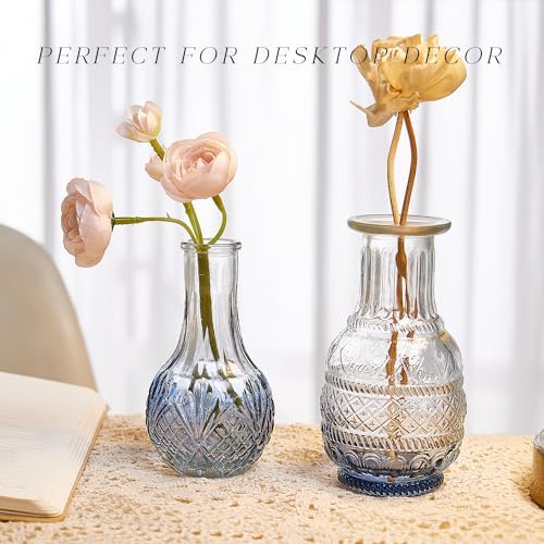 Glass Bud Vase Set of 20, Small Flower Vases, Glass Vases for Centerpieces, Vintage Home Table Decorations Bud Vases (20 Pcs, Blue) - Image 7