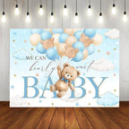 Bear Baby Shower Backdrop We Can Bearly Wait Party Decorations Background for Boy Bear Theme Baby Shower Banner Photo Booth Prop (Blue, 8x6ft) - Image 5