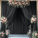 10 Panels 5x12ft Wrinkle Free Black Backdrop Curtains for Parties, Polyester Photo Backdrop Drapes 12 ft Long Back Drop Cloth for Wedding Birthday Photography Background, 50ftx12ft - Image 3