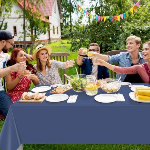 32 Pack Navy Blue Plastic Tablecloth for Rectangle Tables, Premium Decorative Navy Blue Disposable Table Cloths for Parties, Rectangle Party Table Cover for Birthday Wedding Banquet Event, 54x108 Inch - Image 5