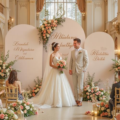 Nude Arch Backdrop Cover 7.2ft 6.6ft 6ft Arch Cover Set of 3 Arch Covers Stretchy Backdrop for Wedding Party Baby Shower Birthday Photography Spandex Arch Stand Covers Backdrop Curtains Decor - Image 2