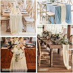 12 Pack 10Ft Cheesecloth Table Runner 35x120 Inch Boho Gauze Rustic Cheese Cloth Long Romantic Table Runner for Wedding Bridal Shower Birthday Party Table Decor (Beige) - Image 6