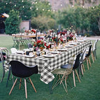 Hiasan Checkered Tablecloth Waterproof 2 Pack 60 x 120 inch Grey and White - Image 2