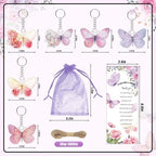 145 Pieces Baby Shower Favors for Guest Butterfly Ballpoint Pens and Keychains Gifts for Girls Bulk Retractable Baby Shower Pens Gender Reveal Thank You Cards Souvenirs Prizes - Image 3
