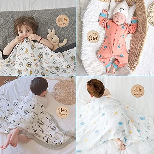 Craftdady 16pcs Wooden Baby Monthly Milestone Cards Newborn Birth Announcement Card Wood Discs for Infants Baby Showers Photography Props - Image 6