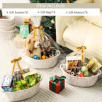 8 Pack Small Woven Basket with Gift Bags and Ribbons, All 12"x 8"x 5", Empty Decorative Gift Chest Box, Cute Baby Gift Basket for Nursery, Cotton Rope Room Shelf Storage Basket with Handles, White - Image 2