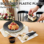 Ciaell 175 Piece Black and Gold Plastic Plates for Weddings Parties - Image 4