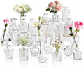 Clear Glass Bud Vase Set of 24 Pcs,Small Bud Vases in Bulk,Glass Crystal Flower Vases Table Centerpieces for Party Event Wedding Decor Baby Shower Decorations (Clear, 24 Pcs) by JXINDUJU