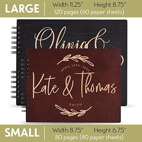 Wedding Guest Book Personalized with 9 Designs & 5 Rustic Colors - Small - Customized Guestbook Registry Sign-in with Name - Date, Hard Cover Laser Engraved Guest Book - Image 3