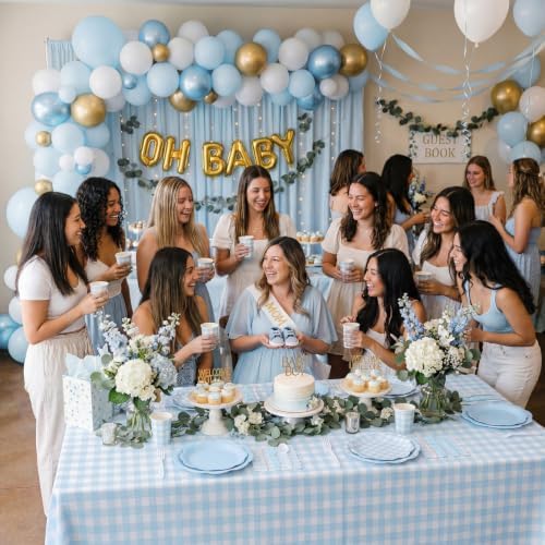 Ceenna 392 Pcs Blue Gingham Paper Plates Napkins Cup Party Supplies for 48 - Image 6